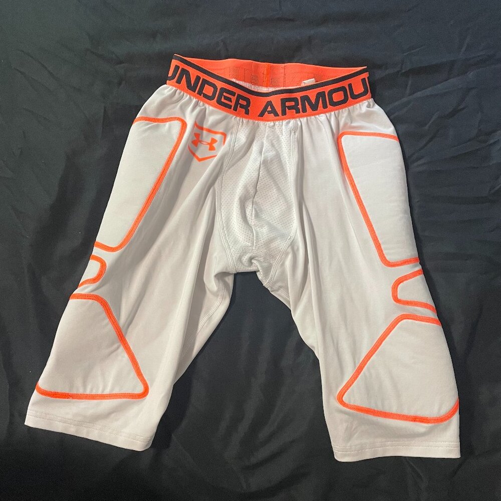 Under Armour Men's Break Through Slider Short White/Blaze Orange - Size Small